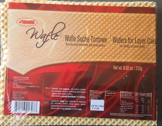 Square Wafle tortowe suche kwadratowe 250 g - Square Wafers for Layer Cake
