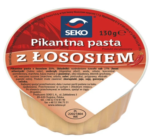 Pikantna Pasta Z Łososia - Pikantna Pasta Z Lososiem, Spicy Salmon Pate, Seko 130g