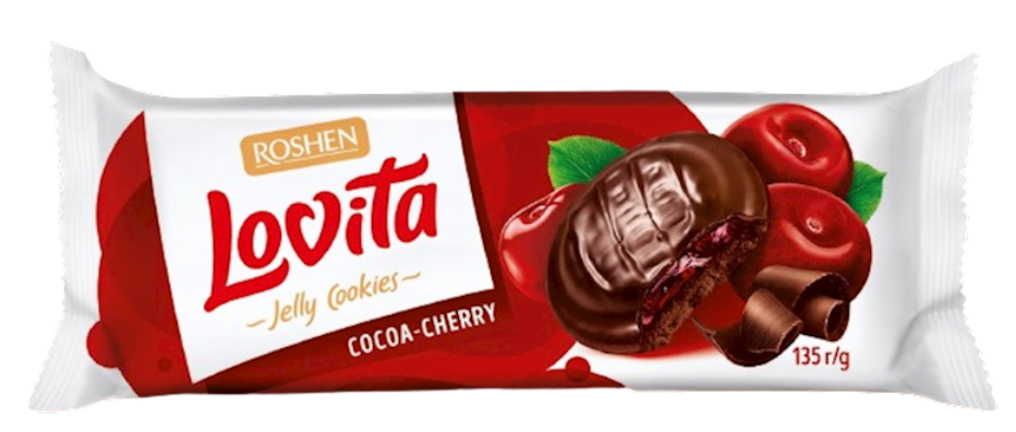 Roshen Lovita Jelly Cookies Cocoa Cherry Filling