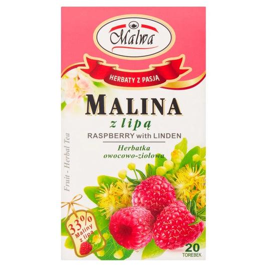 Malwa Raspberry Tea with Linden - Herbata Malinowa z Lipa (20 Tea