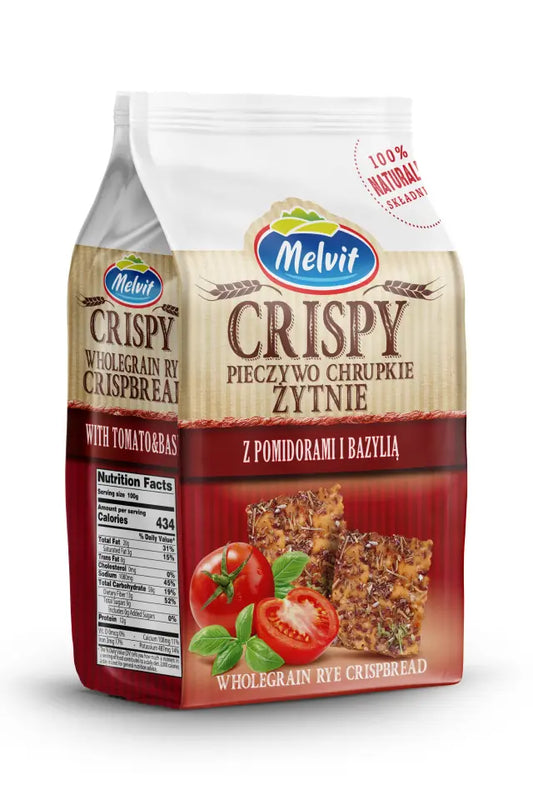 MELVIT Rye Crispy Crispbread with tomatoes and basil - MELVIT Chrupiący chleb żytni z pomidorami i bazylią