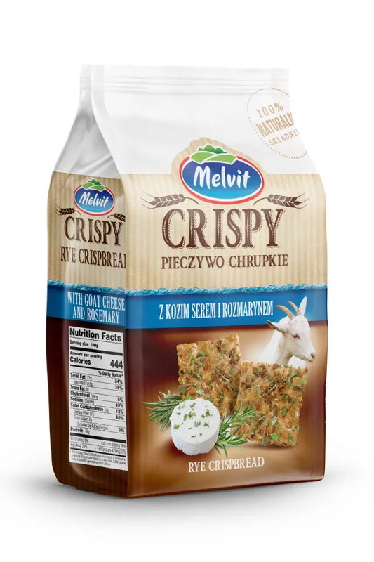 Melvit żytnie chrupkie z kozim serem i rozmarynem 150 g - Melvit Rye Crisps with Goat Cheese and Rosemary