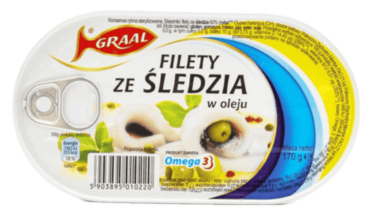 Polskie Filety Ze Sledzia w Oleju - Polish Herring Fillets in Oil 170g
