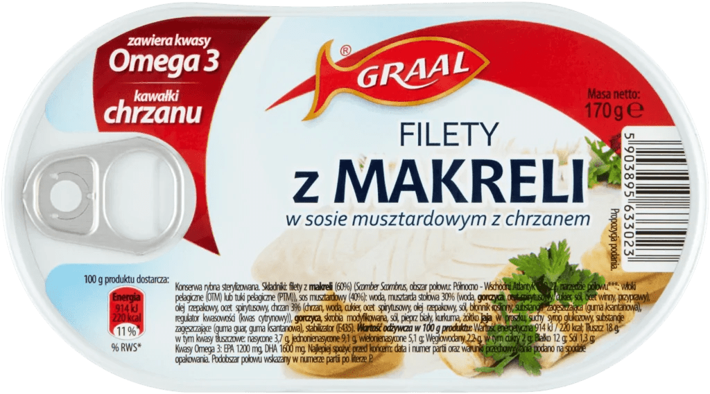 Graal Mackerel fillets in horseradish-mustard sauce 170g - Eurodeli2Go