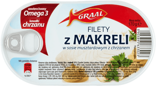 Graal Mackerel fillets in horseradish-mustard sauce 170g - Eurodeli2Go