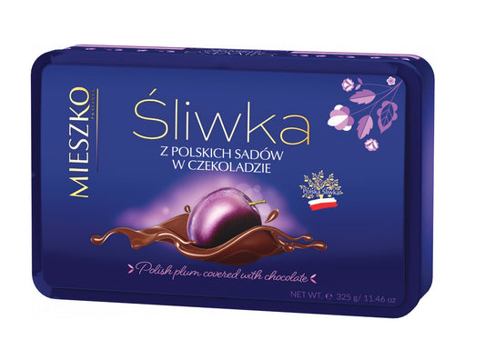 Mieszko Plums In Chocolate in Metal Tin - Eurodeli2Go