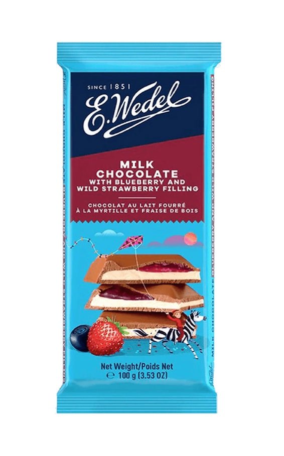 Wedel Milk Chocolate With Blueberry & Wild Strawberry Filling Bar - Eurodeli2Go