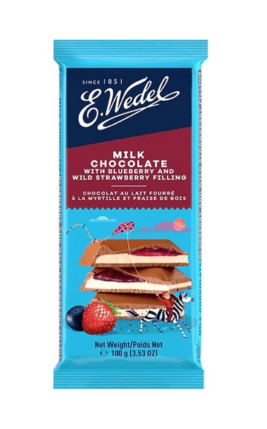 Wedel Milk Chocolate With Blueberry & Wild Strawberry Filling Bar - Eurodeli2Go
